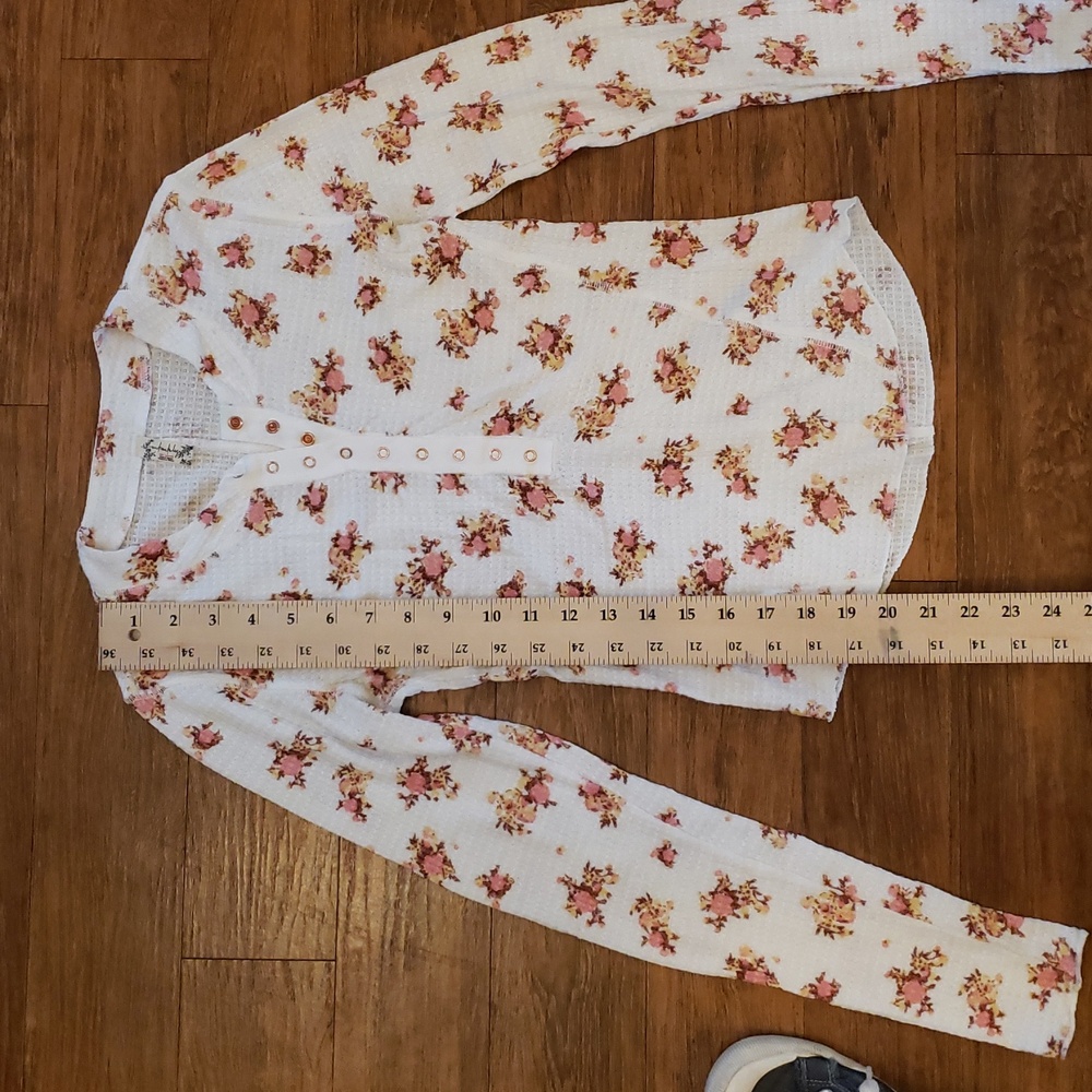 Free People Floral Waffle Knit Top - Picture 4 of 6